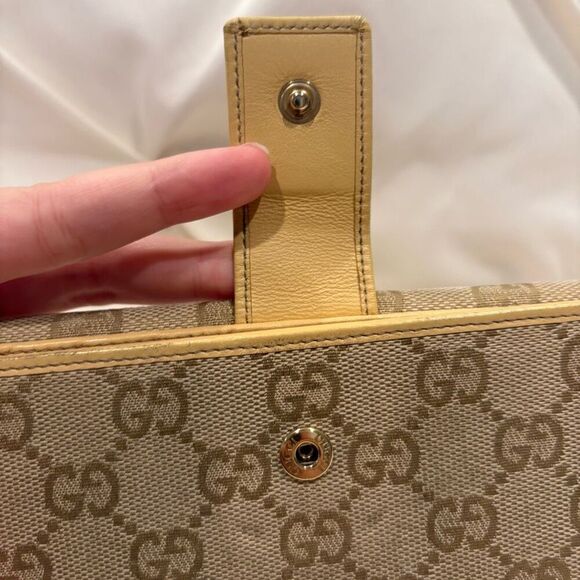 Vintage GUCCI Bifold Long Wallet GG Canvas Leather Light Tan - Picture 6 of 11
